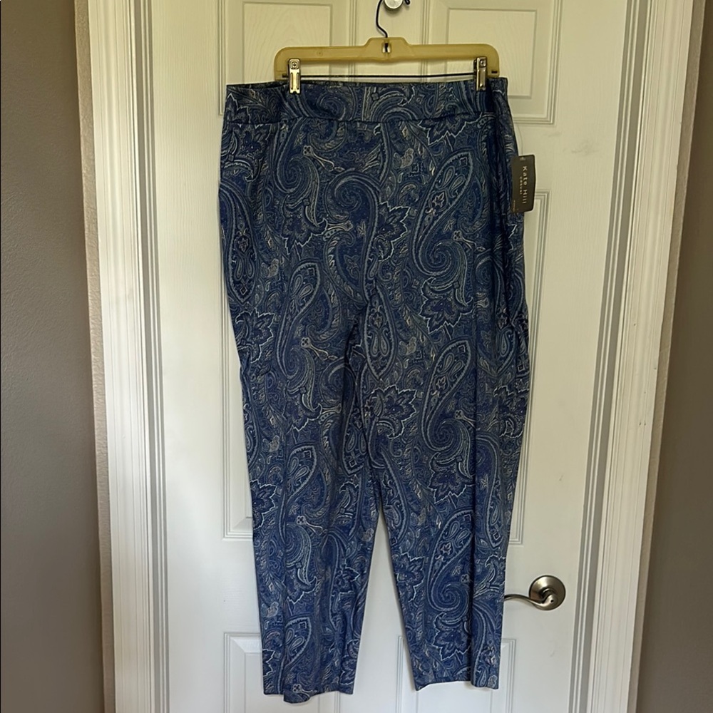Kate Hill Blue Paisley Pants NWT 22W - Picture 2 of 8